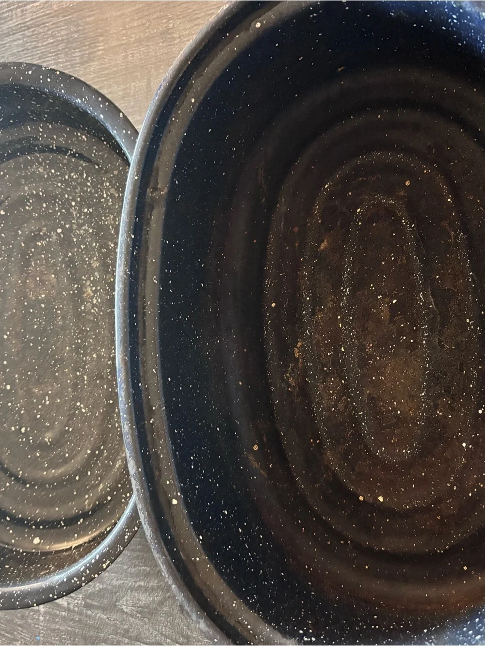 Speckled Dark Blue Covered Roaster - Enamel Bakeware